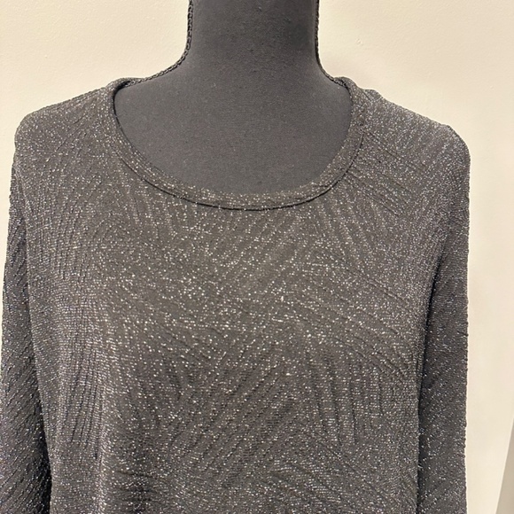 *NINA LEONARD* Black x Sparkle Long Sleeve Dress Size Large - Picture 2 of 7